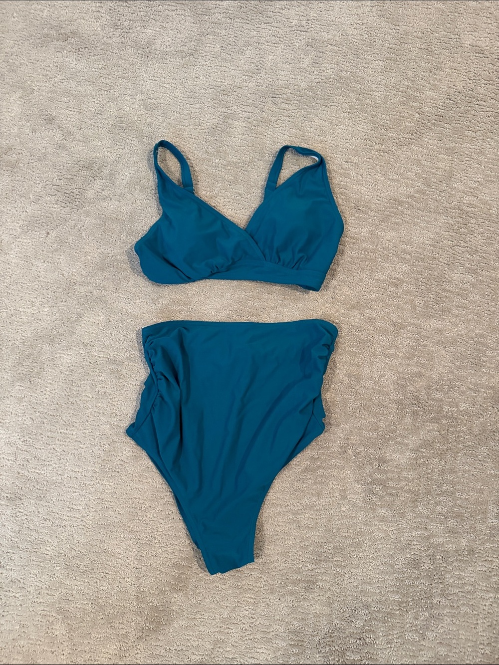 Charmo Maternity Teal High-Waist Bikini Set - Women Swim